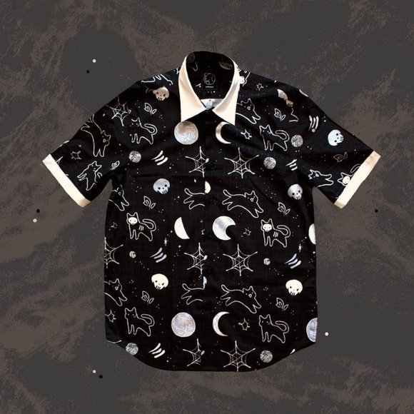 Sulkypup Halloween Kitties Button Down - Picture 1 of 2